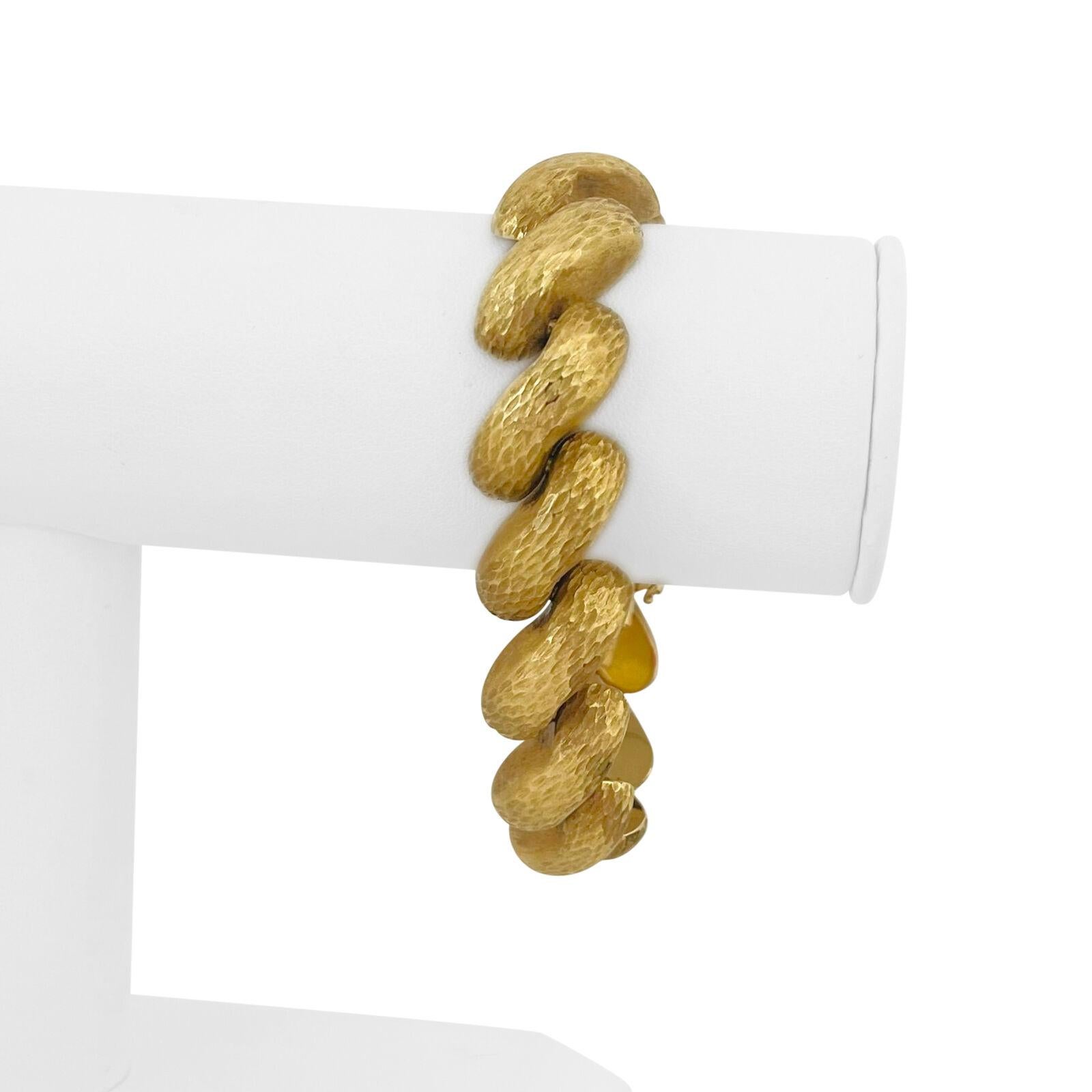 18k Gelbgold 43g Vintage texturiert 15mm San Marco Link Armband Italien 7,5