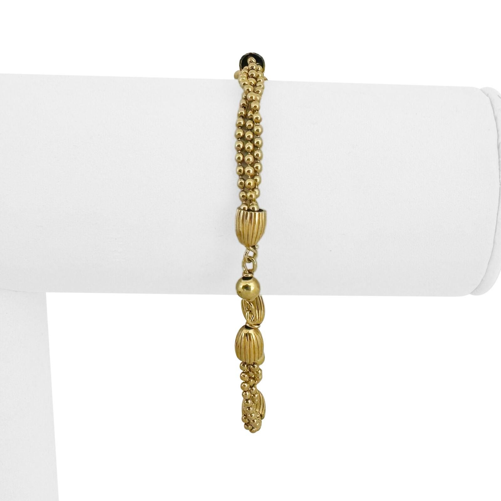 18k Gelbgold 9,6g Vintage UnoAErre 5mm Fancy Beaded Link Armband Italien 7