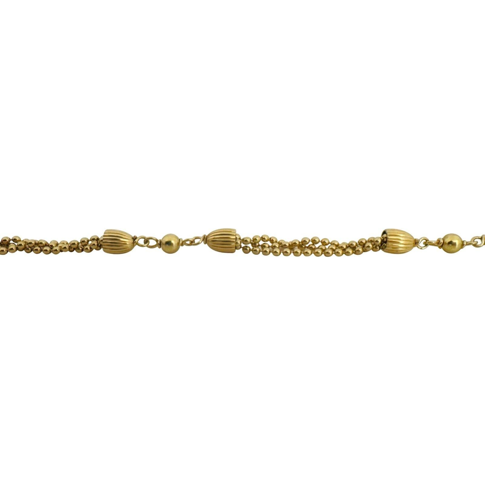 18 Karat Gelbgold Vintage UnoAErre 5mm Ausgefallenes perlenbesetztes Gliederarmband Italien im Zustand „Gut“ in Guilford, CT