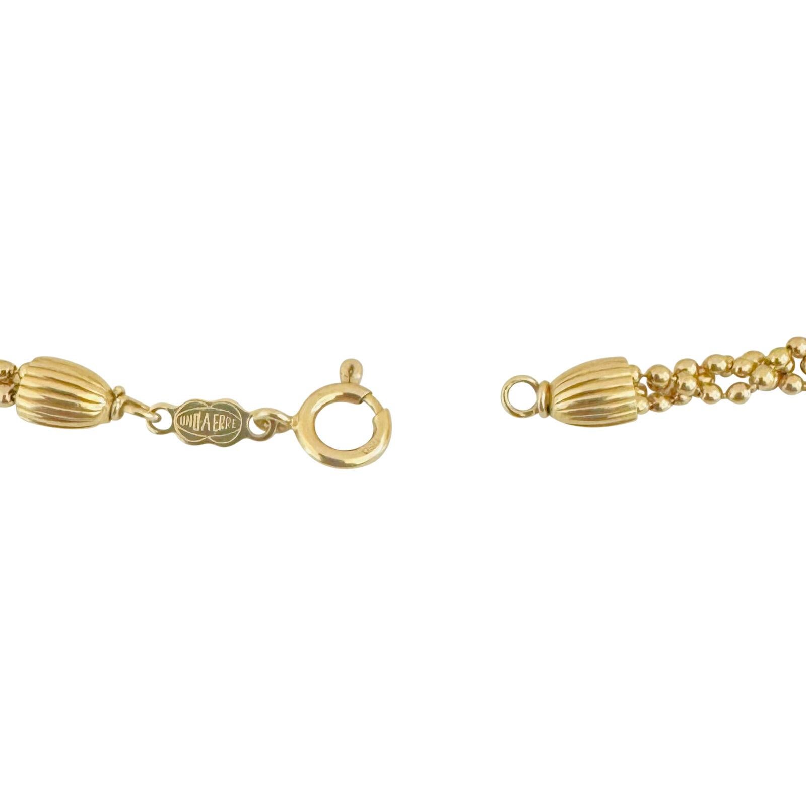 18 Karat Gelbgold Vintage UnoAErre 5mm Ausgefallenes perlenbesetztes Gliederarmband Italien 1