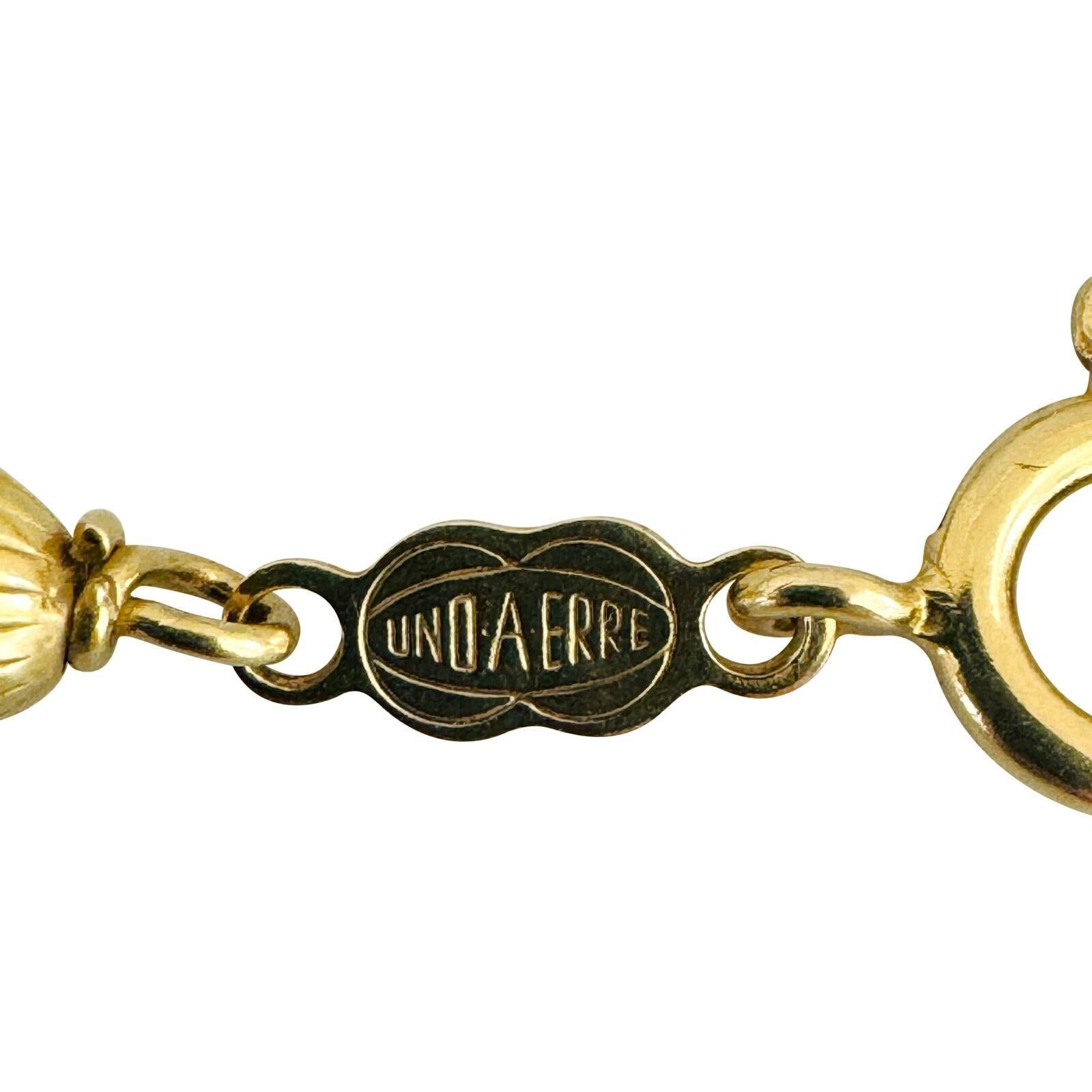 18 Karat Gelbgold Vintage UnoAErre 5mm Ausgefallenes perlenbesetztes Gliederarmband Italien 2