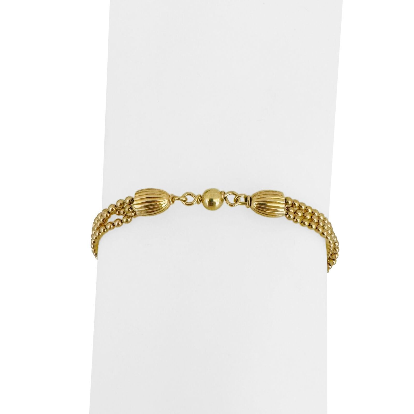 18 Karat Gelbgold Vintage UnoAErre 5mm Ausgefallenes perlenbesetztes Gliederarmband Italien 4
