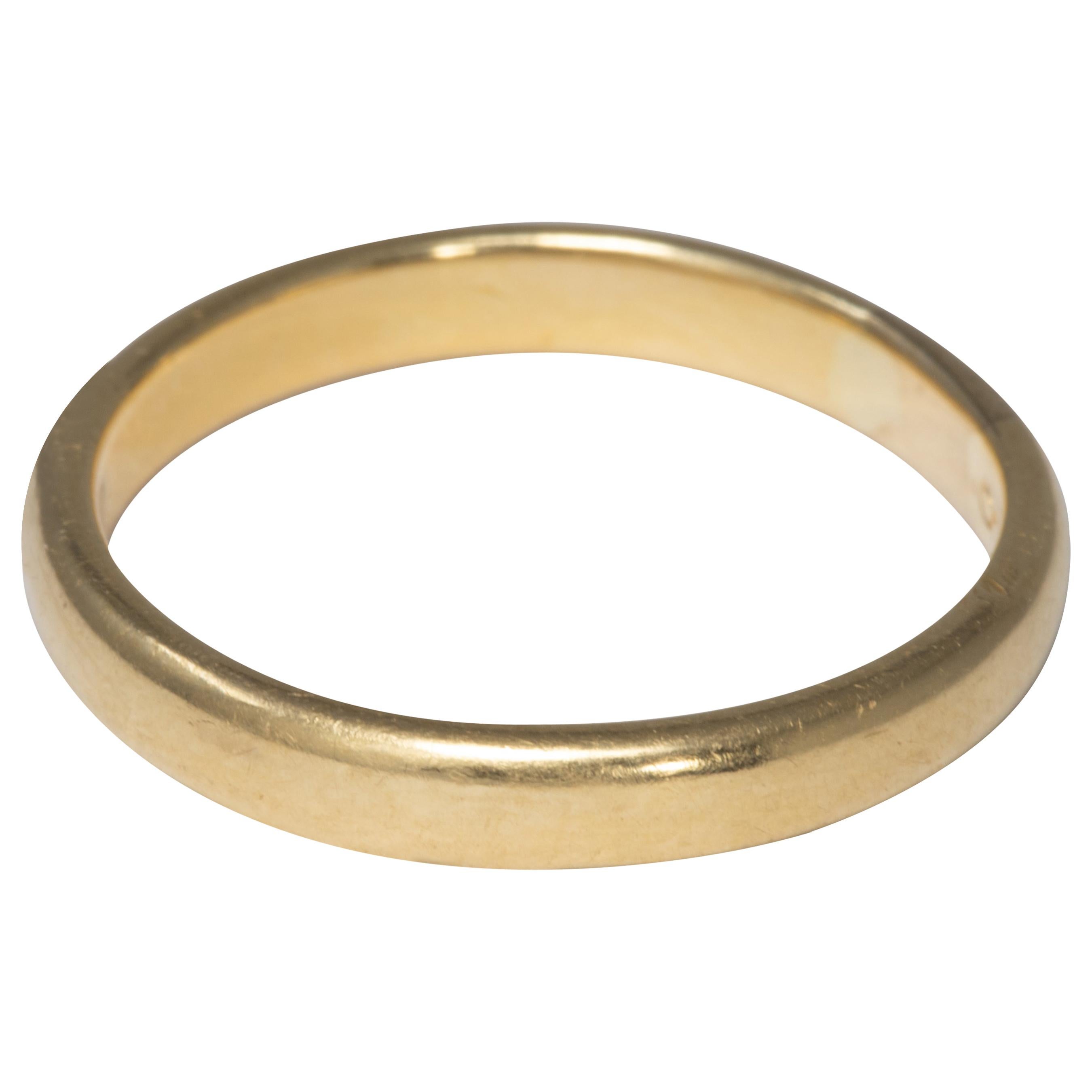 18 Karat Yellow Gold Vintage Wedding Band Ring, Ring