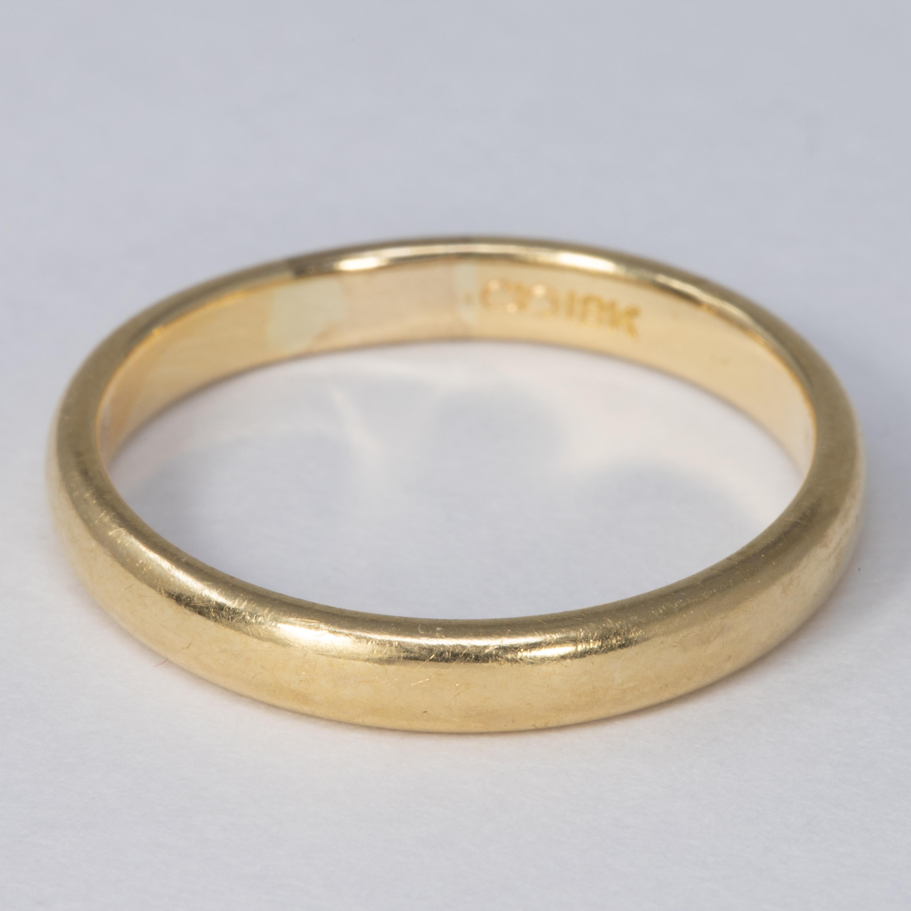 18 Karat Yellow Gold Vintage Wedding Band Ring, Ring For Sale 1