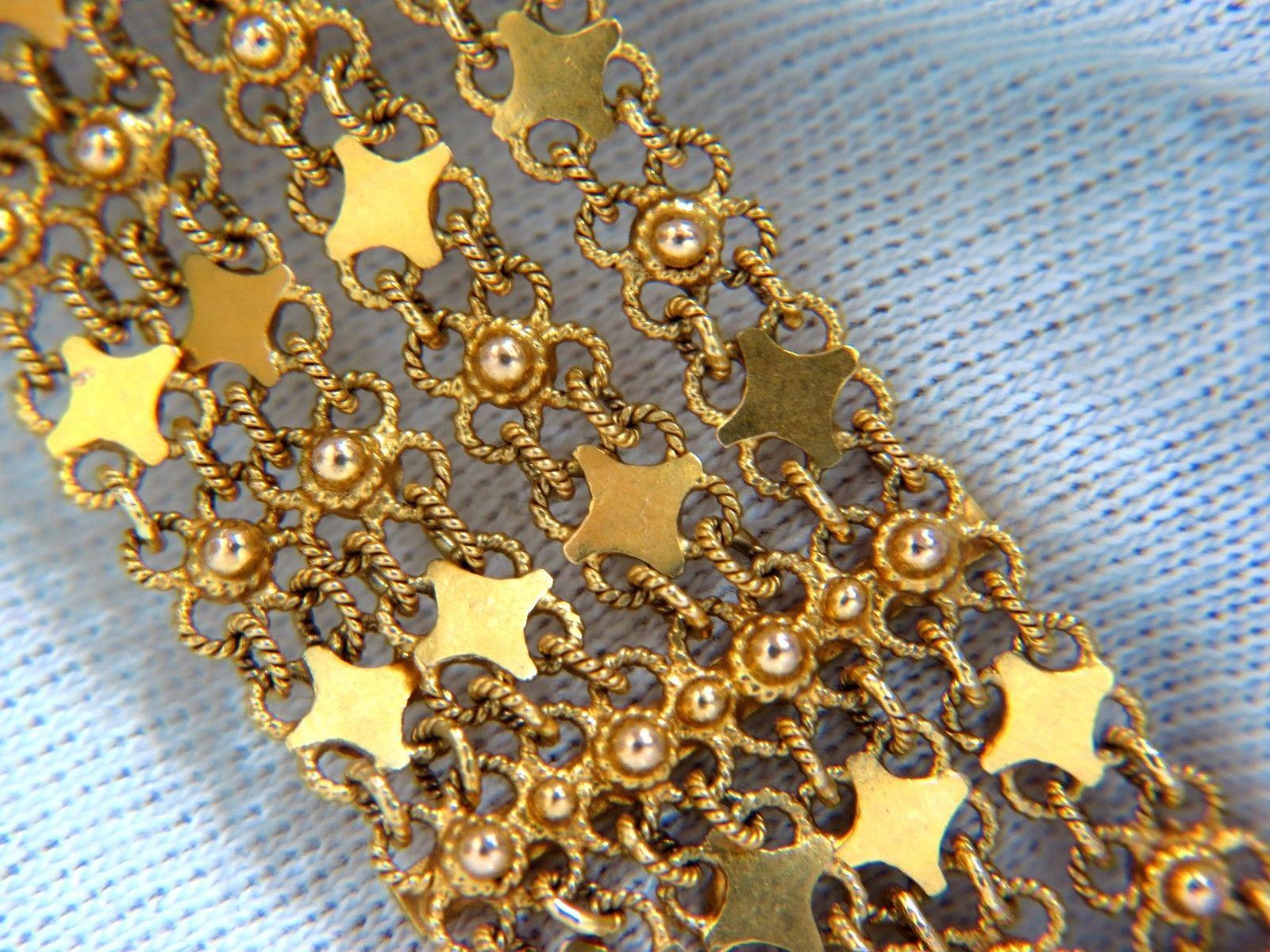 Bracelet large vintage en or jaune 18 carats avec mailles en maille et perles à maillons articulés, 7,50 Neuf - En vente à New York, NY