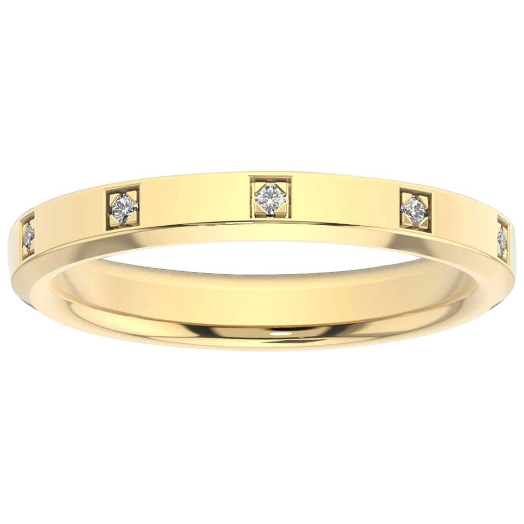 18 Karat Yellow Gold Vivian Beveled Edge Eternity Diamond Ring '1/10 Carat' For Sale