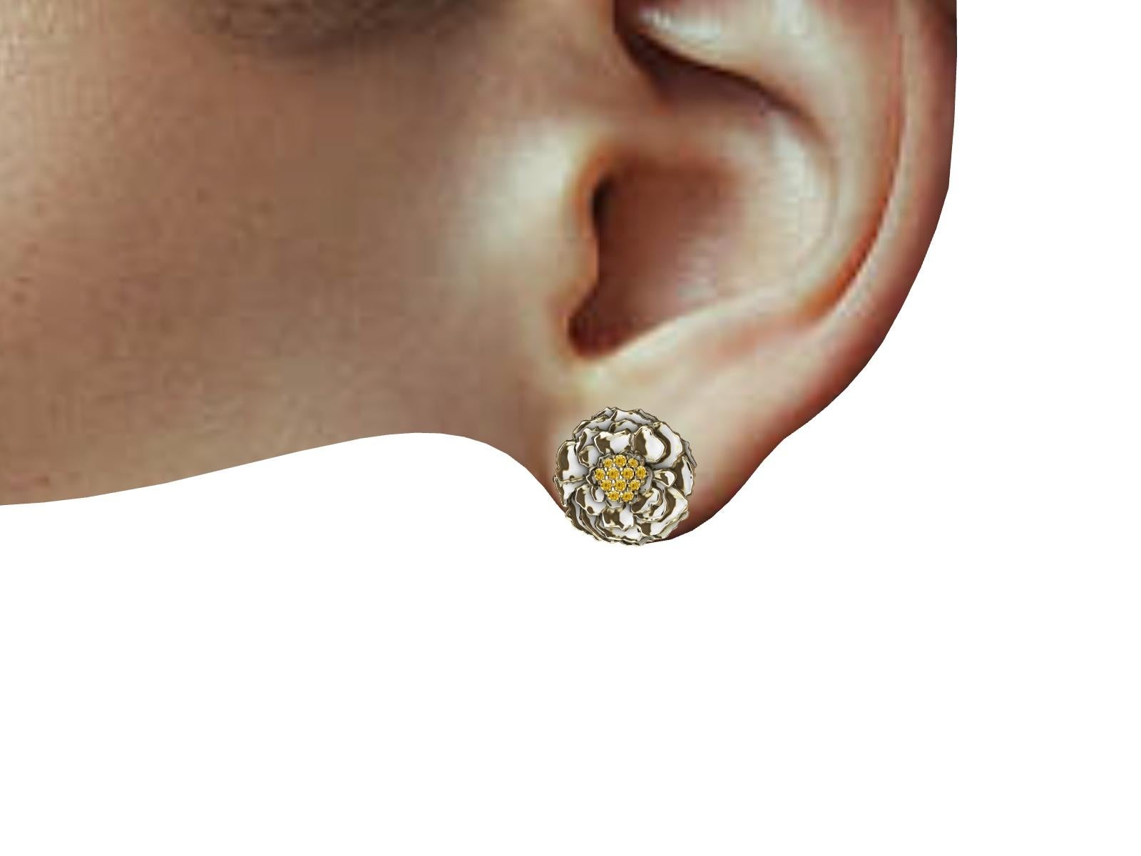 Contemporain Clous d'oreilles en or jaune 18 carats avec diamants naturels jaune vif en vente