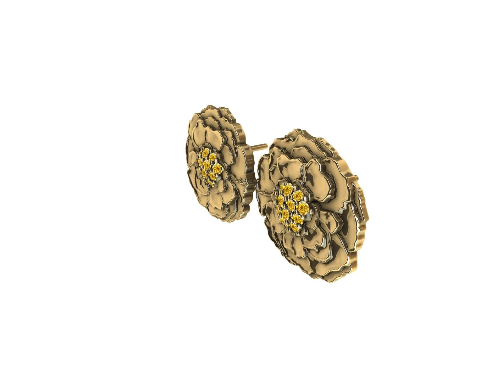 Clous d'oreilles en or jaune 18 carats avec diamants naturels jaune vif Pour femmes en vente