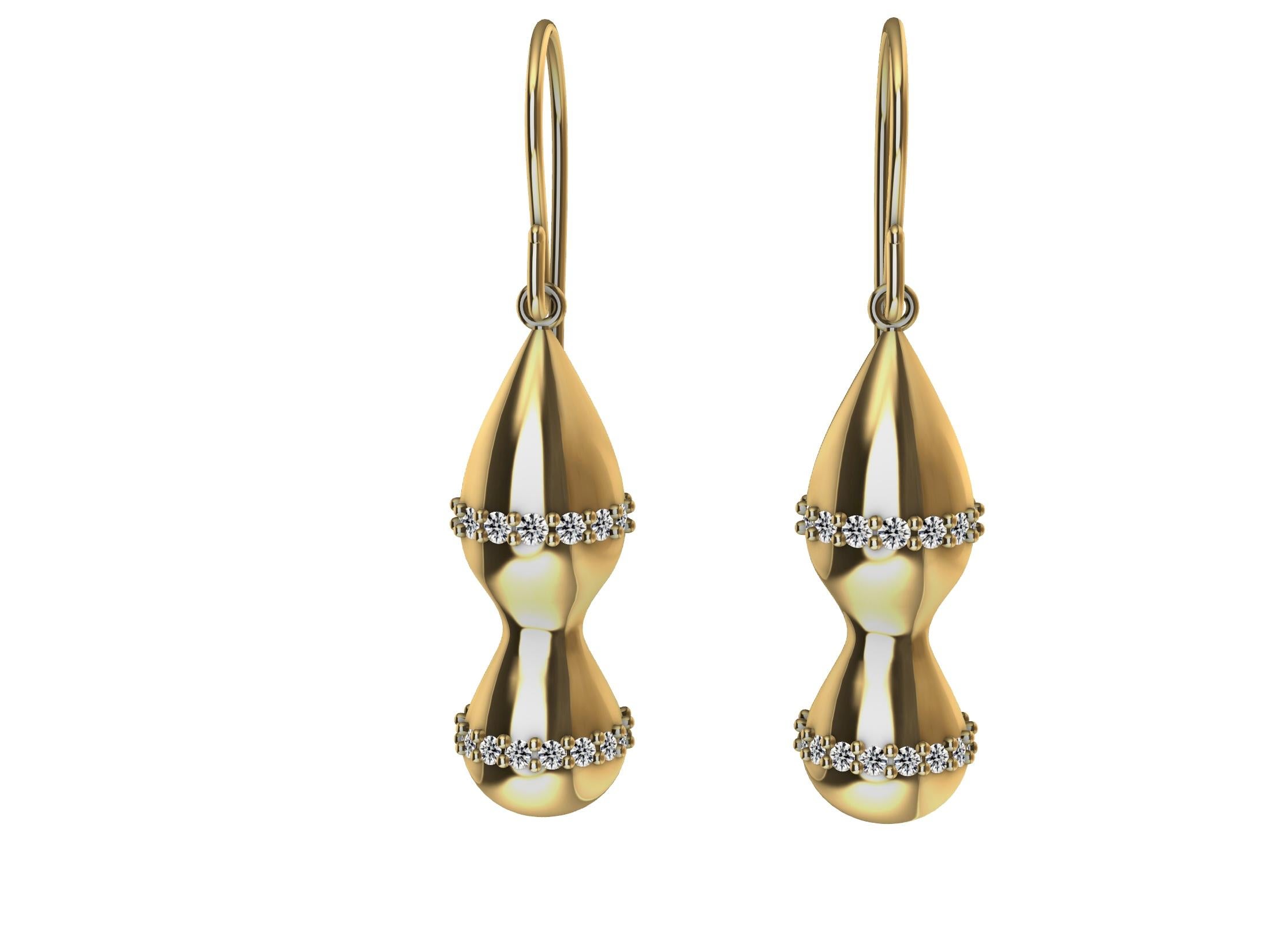 Contemporary 18 Karat Yellow Gold Water Drop Diamond Earrings For Sale