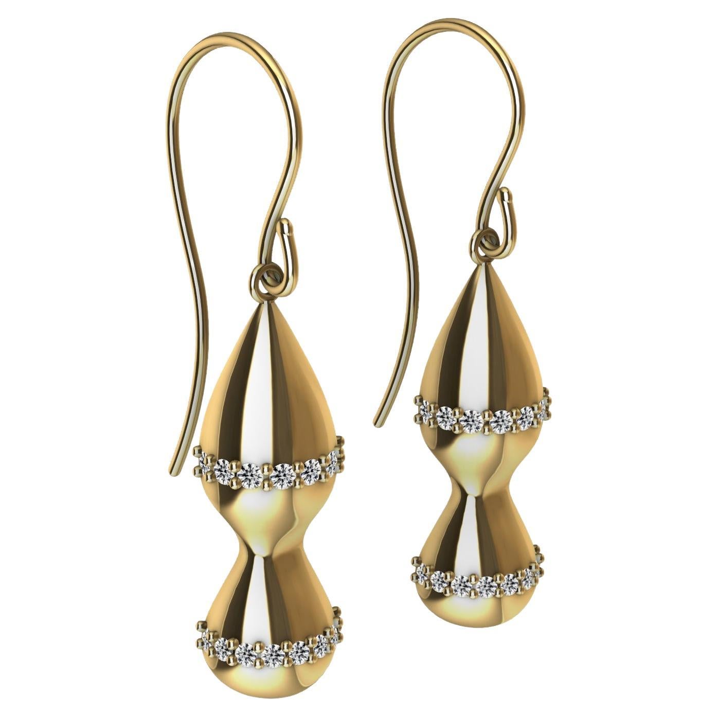 18 Karat Yellow Gold Water Drop Diamond Earrings For Sale