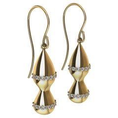 18 Karat Yellow Gold Water Drop Diamond Earrings