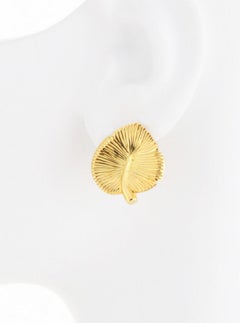 18 Karat Yellow Gold WATER LILY LEAF Earrings by John Landrum Bryant