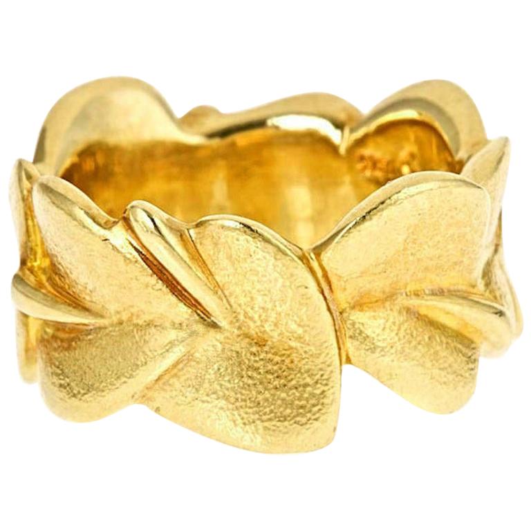 18 Karat Yellow Gold WATER LILY LEAF Ring by John Landrum Bryant For Sale