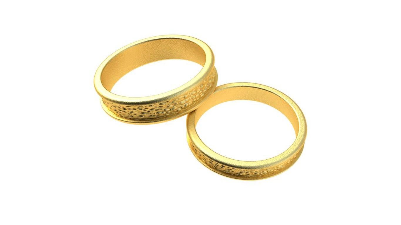 For Sale:  18 Karat Yellow Gold Wedding Band Set 3