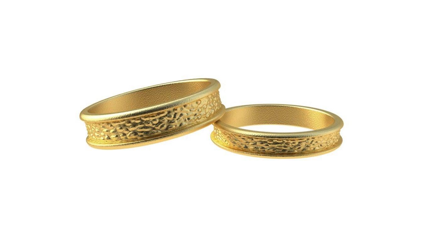 For Sale:  18 Karat Yellow Gold Wedding Band Set 4