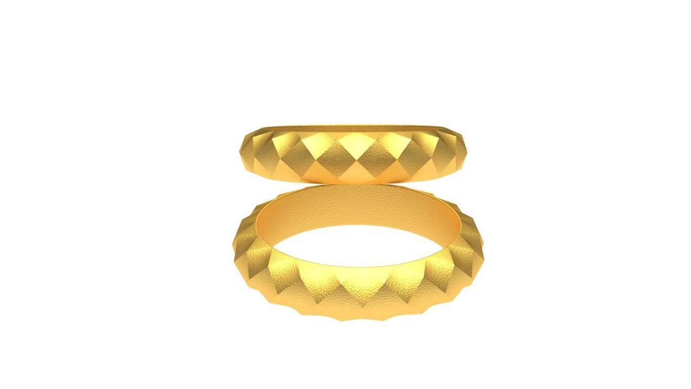 For Sale:  18 Karat Yellow Gold Wedding Ring Bridal Set 3