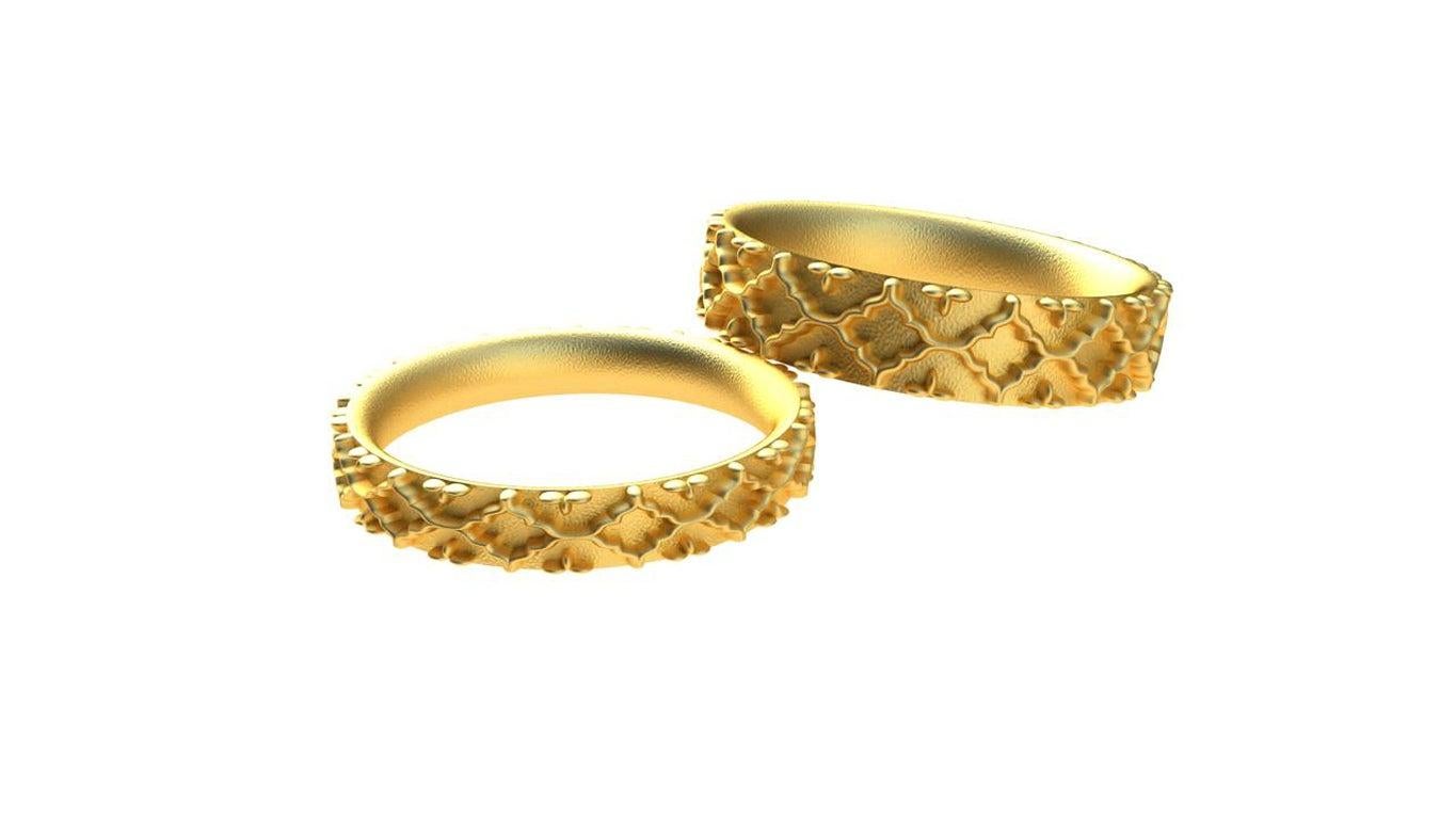For Sale:  18 Karat Yellow Gold Wedding Ring Set 2