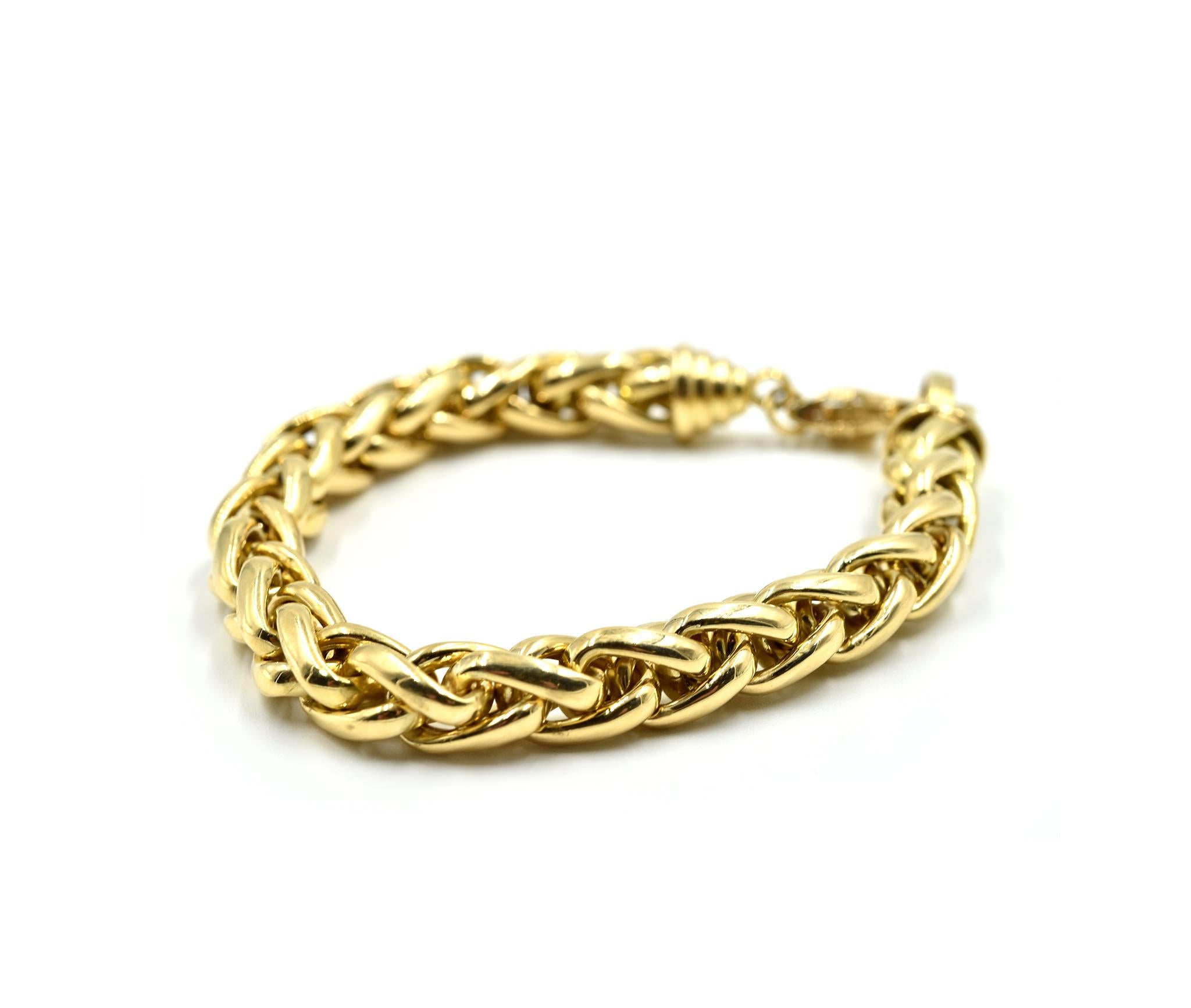 18 Karat Yellow Gold Wheat Style Bracelet In New Condition In Scottsdale, AZ