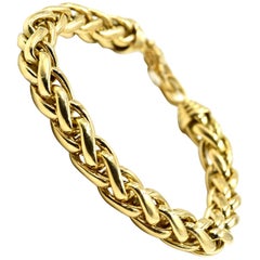 18 Karat Yellow Gold Wheat Style Bracelet