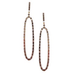 18-Karat Yellow Gold White Baguette Diamonds Oval-shaped Dangling Earrings