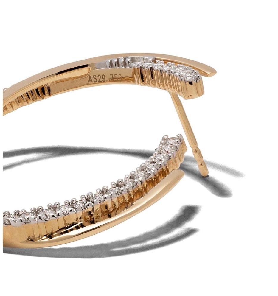 18 Karat Yellow Gold White Diamond Icicle Double Hoop Earrings In New Condition In Hong Kong, HK