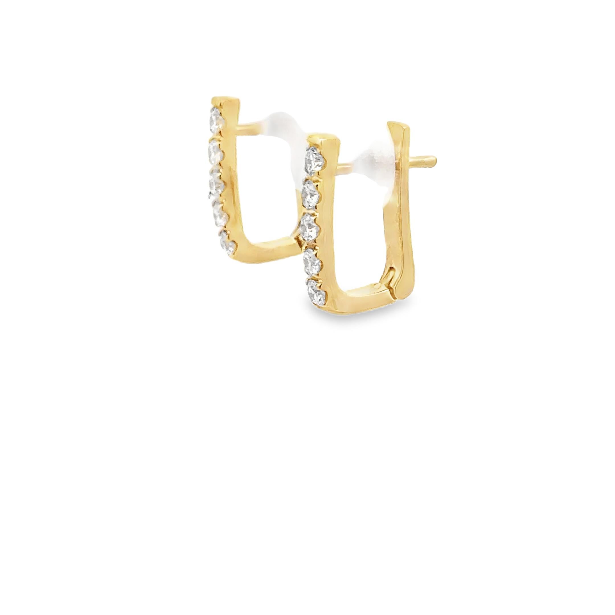 Garavelli, nouvelles boucles d'oreilles Huggie en or jaune 18 carats et diamants blancs en vente 4