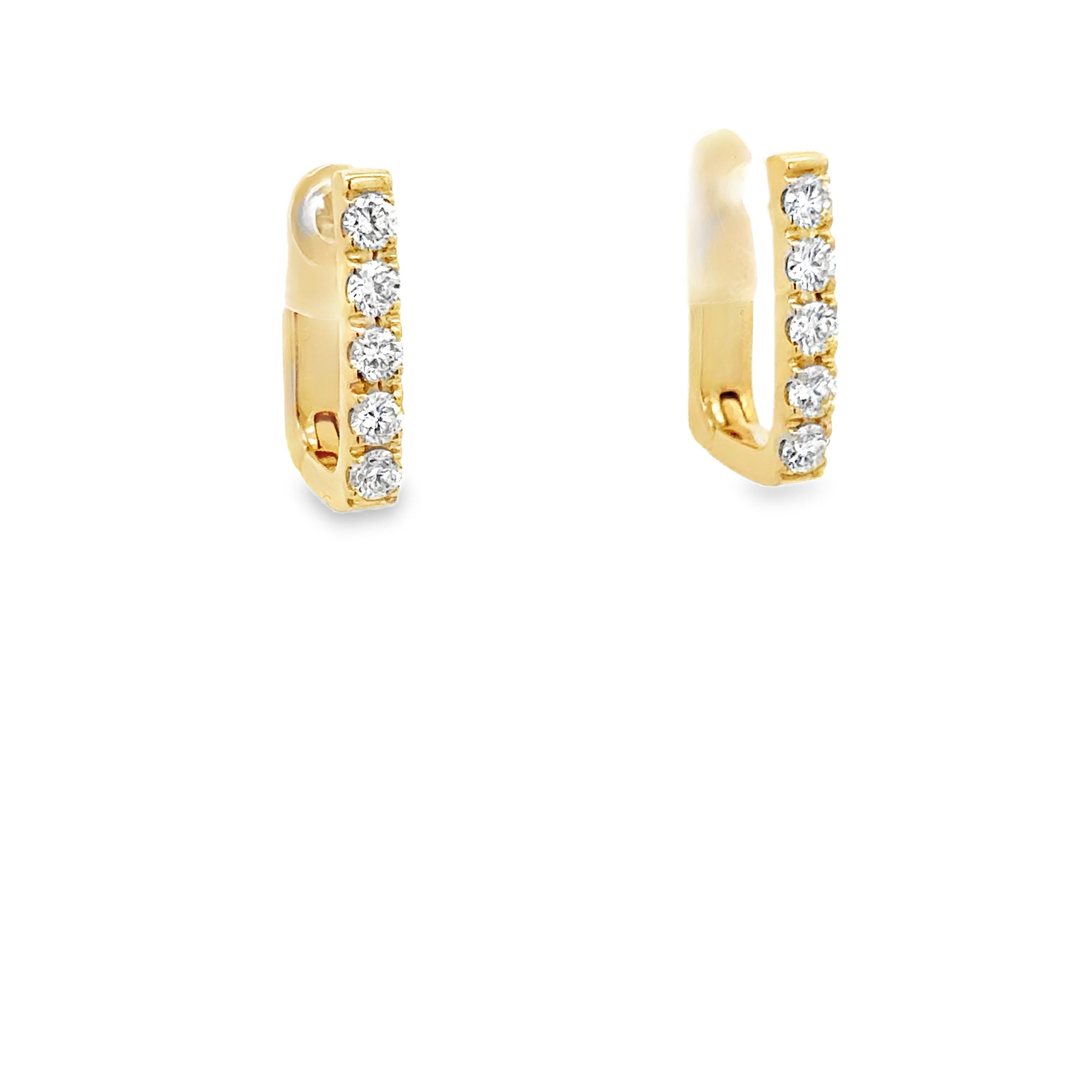 Garavelli, nouvelles boucles d'oreilles Huggie en or jaune 18 carats et diamants blancs Neuf - En vente à Valenza, IT