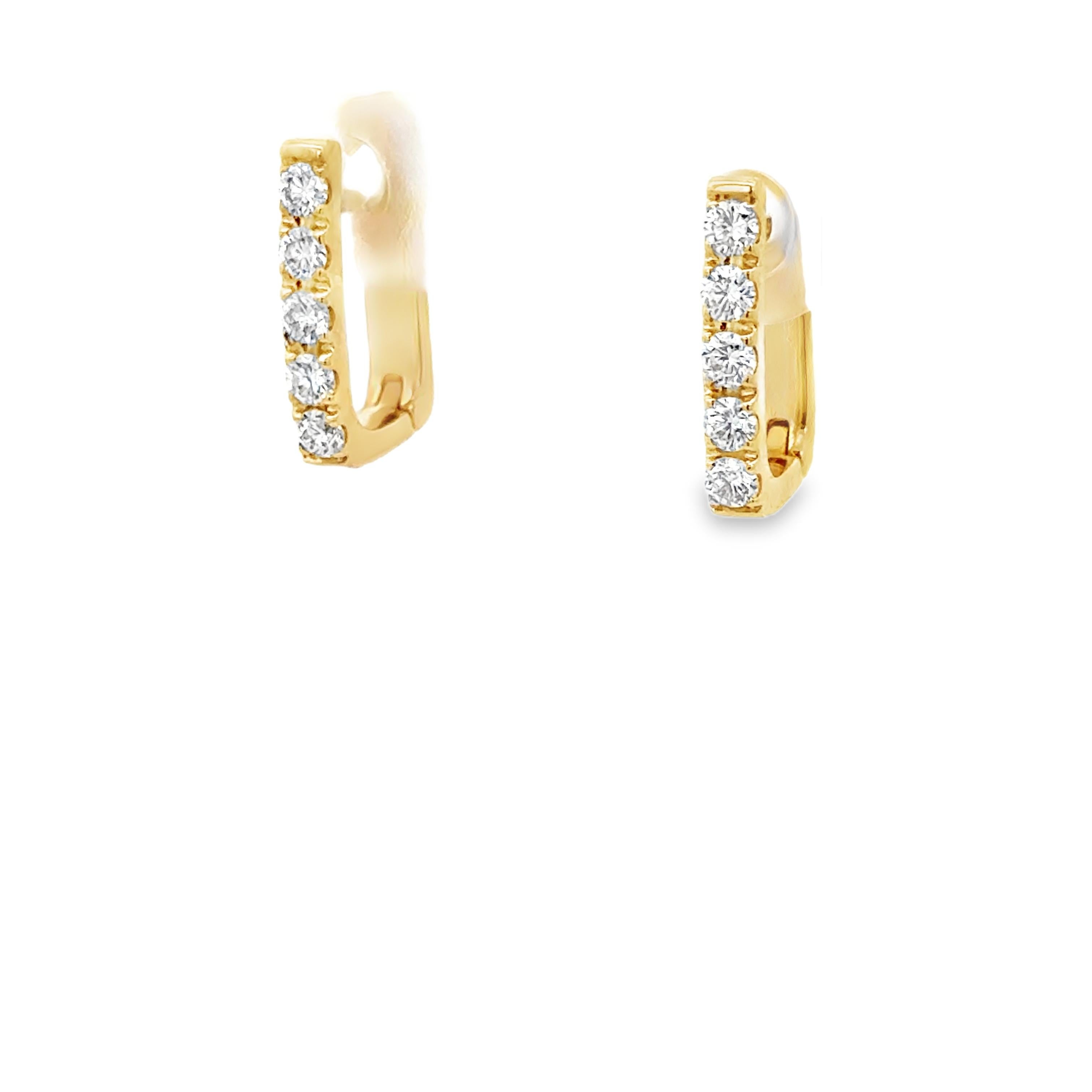 Garavelli, nouvelles boucles d'oreilles Huggie en or jaune 18 carats et diamants blancs Pour femmes en vente