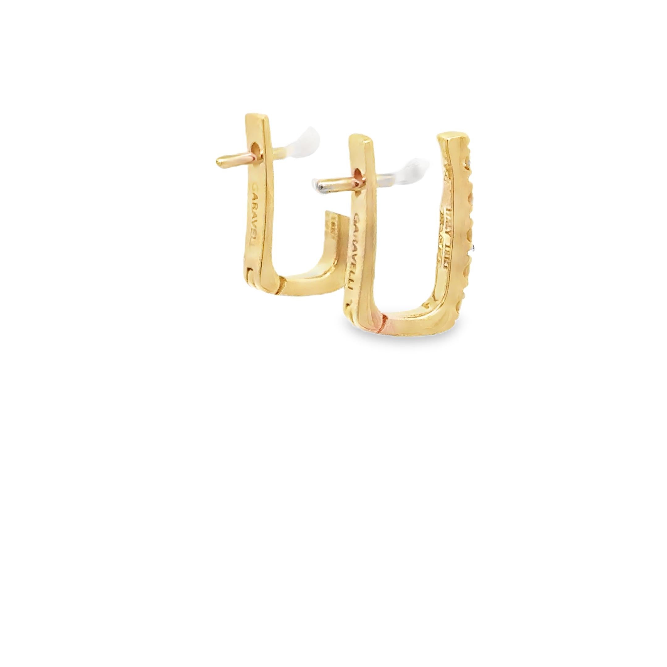 Garavelli, nouvelles boucles d'oreilles Huggie en or jaune 18 carats et diamants blancs en vente 3