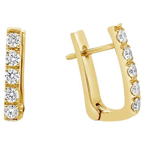 18 Karat Yellow Gold White Diamonds Garavelli New Huggie Earrings