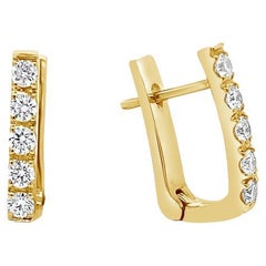 18 Karat Gelbgold Weiß Diamanten Garavelli New Huggie Ohrringe