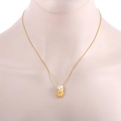 18 Karat Yellow Gold White Pearl Gnome Pendant Necklace