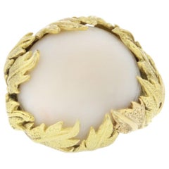 Vintage 18 Karat Yellow Gold White Stone Cocktail Ring