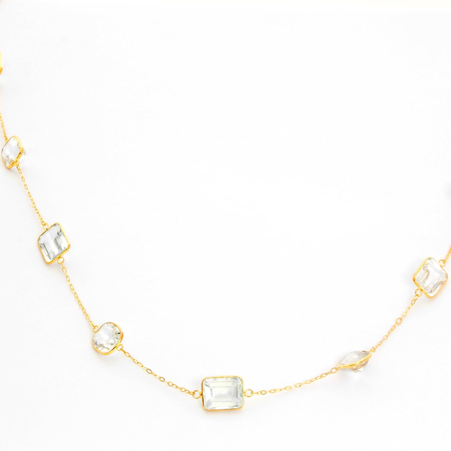 18K Yellow Gold White Topaz Diamond by the Yard Long Necklace - 18K Yellow Gold with 27 beautiful White Topaz  38