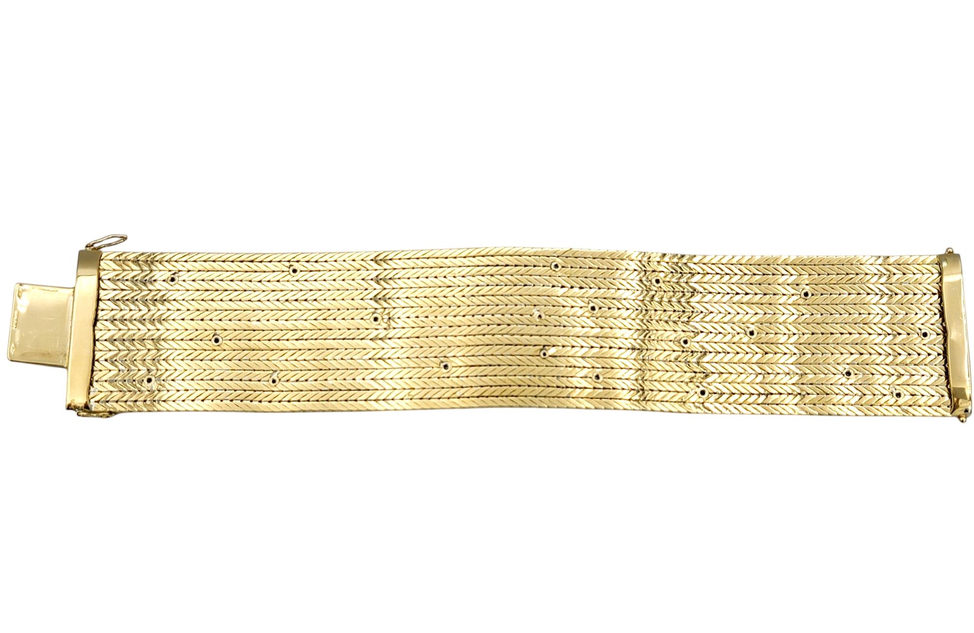 Breites geflochtenes Manschettenarmband aus 18 Karat Gelbgold mit Diamant-Mond- und Sternenmotiv im Zustand „Gut“ im Angebot in Scottsdale, AZ