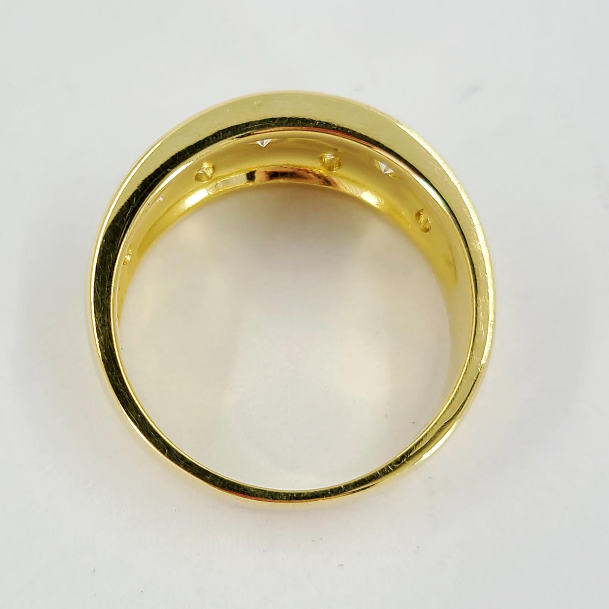 Yellow Gold Wide Diamond Band Ring In Good Condition In Coral Gables, FL