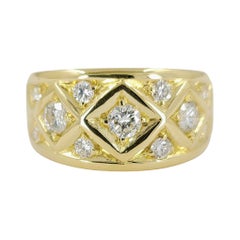 Yellow Gold Wide Diamond Band Ring