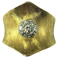 Anillo de oro amarillo de 18 quilates con banda ancha de diamantes talla 5.5 #17685