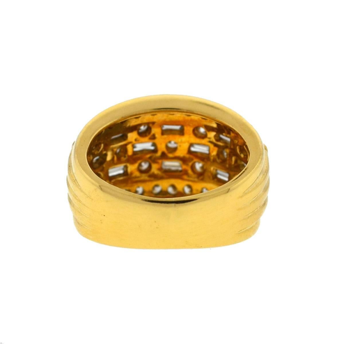 Women's 18 Karat Yellow Gold Wide Five-Row Ring For Sale