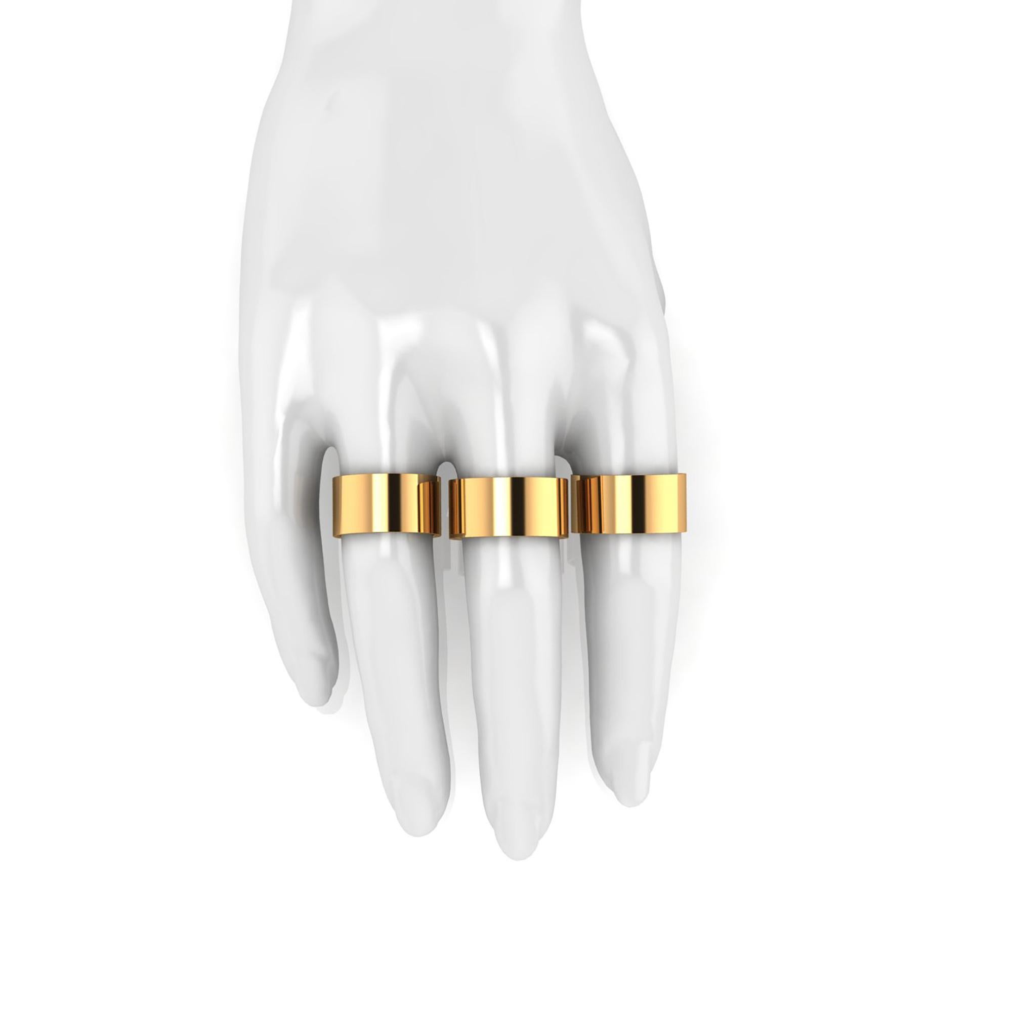 Bague empilable à large anneau plat en or jaune 18 carats Unisexe en vente