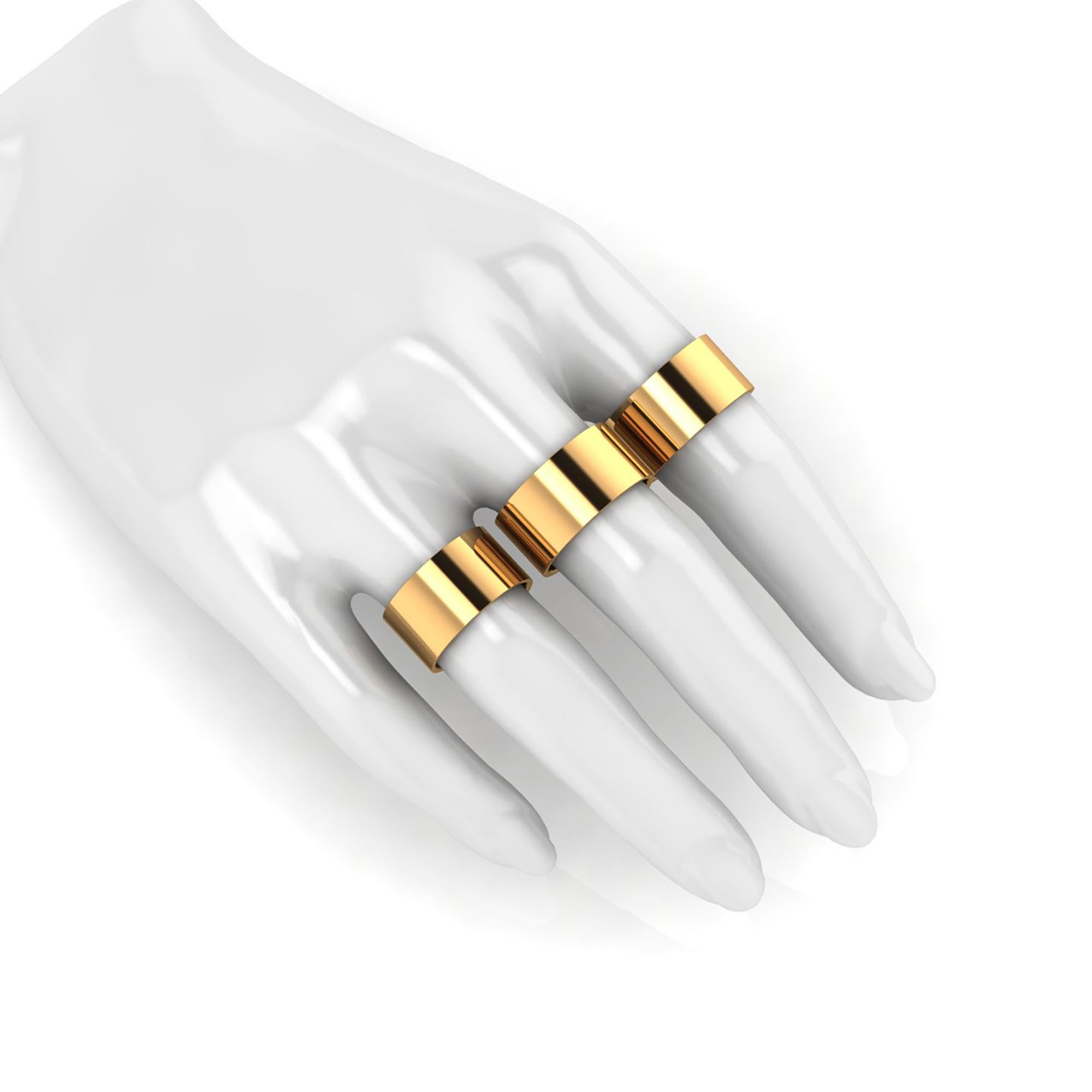 Modern 18 Karat Yellow Gold Wide Flat Band Stackable Ring For Sale