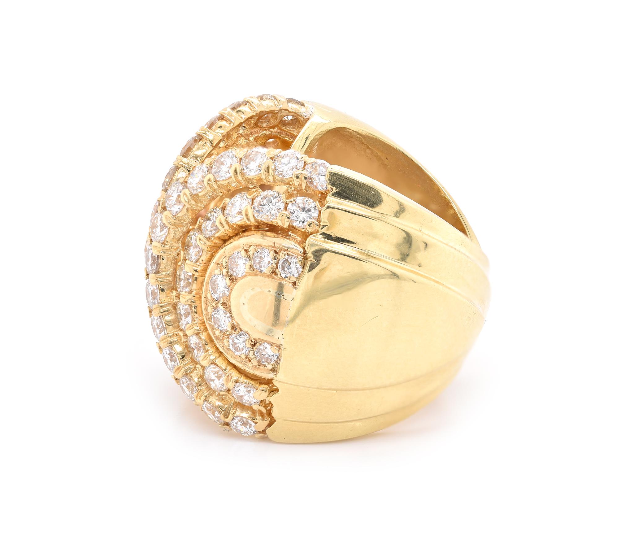 18 Karat Yellow Gold Wide Half Circle Diamond Band In Excellent Condition In Scottsdale, AZ