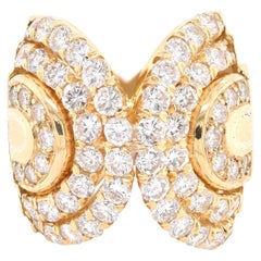 18 Karat Yellow Gold Wide Half Circle Diamond Band