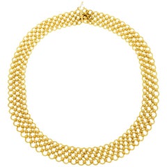 18 Karat Yellow Gold Wide Mesh Necklace