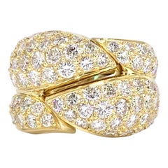 18 Karat Yellow Gold Wide Pavé Diamond Hinged Ring