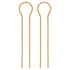 18-Karat Yellow Gold Wire Drawing Forging Line Swing Fine Earrings