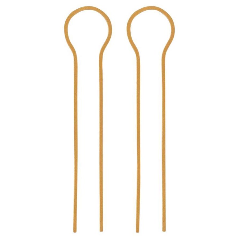 18-Karat Yellow Gold Wire Drawing Forging Line Swing Fine Earrings For ...
