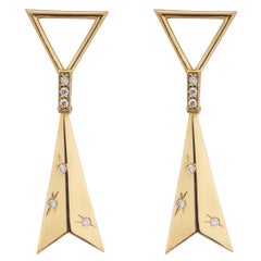 18 Karat Yellow Gold with 0.11 Carat Diamond Estelle Earrings.Sustainable Fine J