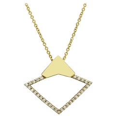 18 Karat Yellow Gold with 0.22 Carat Diamond Pavé OrbitaNecklace.SustainableFirm