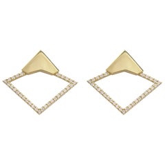 18 Karat Yellow Gold with 0.44 Carat Diamond Pavé Orbita Earrings